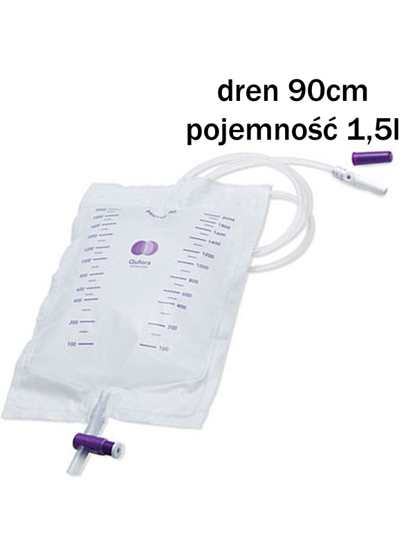 11751101 Worek Do zbiórki Moczu 1,5 L Dren 90 cm Przezroczysty MBH QUFORA