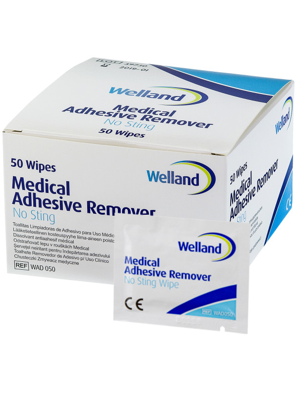 WAD050 Gaziki Adhesive Remover Do Odklejania Przylepca i Zmywania Skóry Wokół Stomii Bezalkoholowe Welland