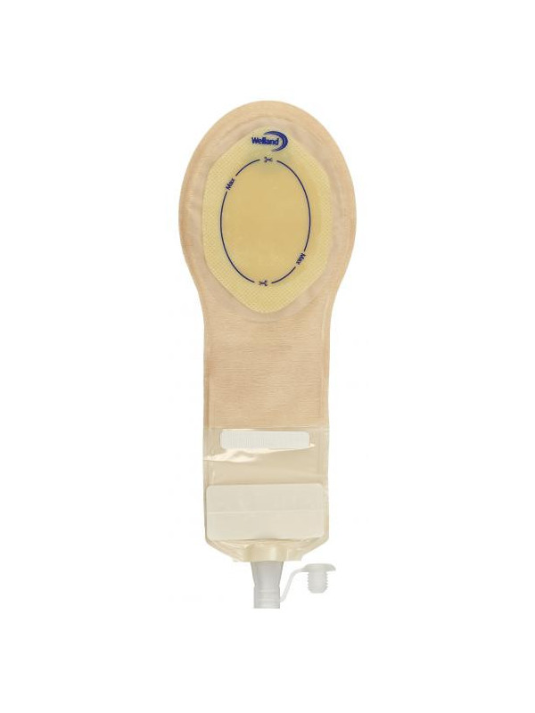 XSOP500 Worek Pediatryczny Jednoczęściowy Pedriatic Pouch Fistula Bag, Drenażowy 0-70-50 Mini Z Filtrem Beż z Okienkiem Welland