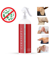 Cerasept+ płyn na uszkodzoną skóry wokół stomii, na odleżyny 500ml Ropiejąca Rana