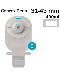 164470 Worek 1-cz Sensura Mio Convex Deep 31-43mm 490ml Szary z Okienkiem Otwarty Coloplast