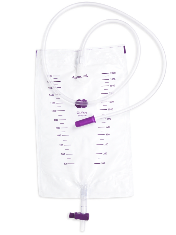 13853402 MBH QUFORA Worek Do zbiórki Moczu 2,0 L Maxi Dren 110 cm Bed/Night Bag Przezroczysty