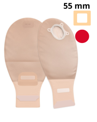 421748 ConvaTec Natura®+ Worek Stomijny Otwarty z Filtrem i Zapinką InvisiClose®, Beżowy z Okienkiem, 57 mm