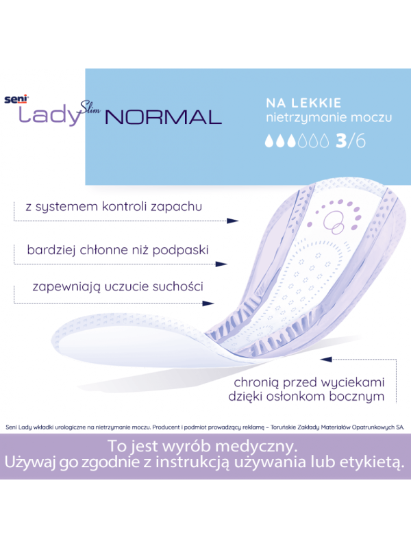 Wkładki urologiczne anatomiczne dla kobiet Seni Lady Slim Normal