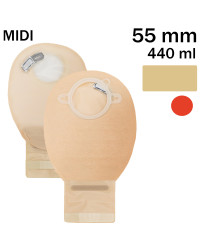 13152-55  Worek Stomijny Dwuczęściowy NovaLife 2 55 mm 440 ml MIDI Beż Otwarty Dansac