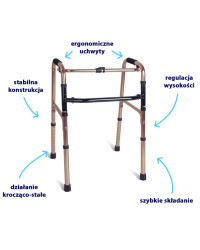 Składany balkonik aluminiowy krocząco-stały AR-001 ARmedical