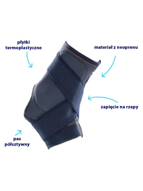 Orteza stawu skokowego neoprenowa 4404 z płytkami termoplastycznymi i pasem Orliman