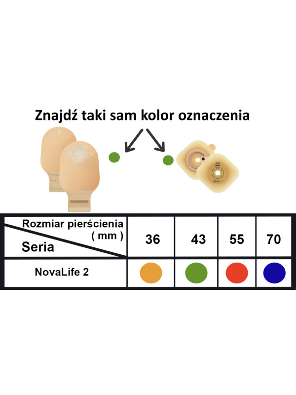 1215-55 Worek Stomijny Dwuczęściowy Nova 2 55 mm 590 ml Beż Otwarty Dansac