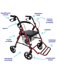 Rehabilitacyjna podpórka Comfort 4-kołowa, aluminiowa ARmedical AR-022