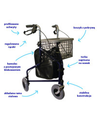 Trójkołowy balkonik AR-004 ARmedical z koszykiem i torbą