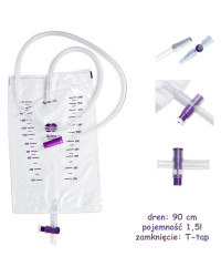 11751101 Worek Do zbiórki Moczu 1,5 L Dren 90 cm Przezroczysty MBH QUFORA