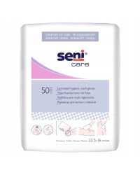 Myjki higieniczne podfoliowane rękawice do mycia ciała Seni Care 50 szt.