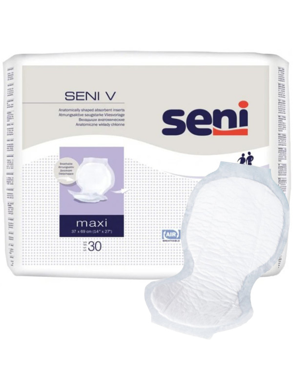 Wkładki zwiększające chłonność pieluchomajtek, majtek chłonnych lub nietrzymanie kału 37x69 cmSeni V Maxi