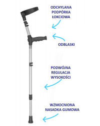 Kula łokciowa z podwójną regulacją wysokości i odchylaną podpórką 01/MR Mikirad