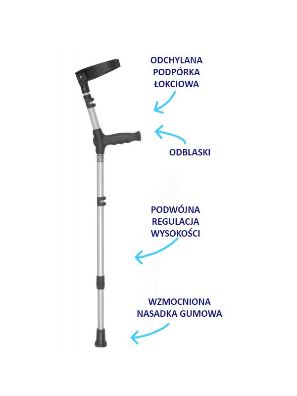 Kula łokciowa z podwójną regulacją wysokości i odchylaną podpórką 01/MR Mikirad