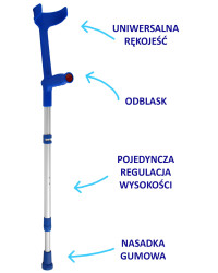 Kula łokciowa 04/MR z pojedynczą regulacją wysokości i stałą podpórką Mikirad