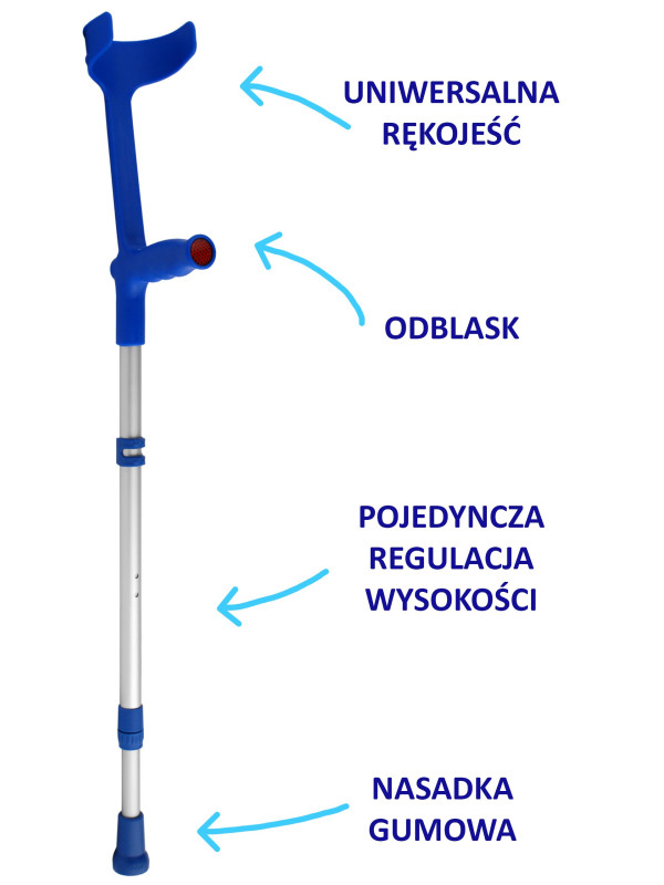 Kula łokciowa 04/MR z pojedynczą regulacją wysokości i stałą podpórką Mikirad
