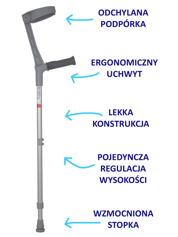 Kula łokciowa 05/MR.E z regulacją wysokości i odchylaną podpórką Mikirad