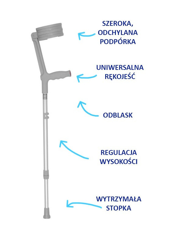 Kula łokciowa 08/MR Mikirad z szeroką odchylaną obejmą i regulacją wysokości