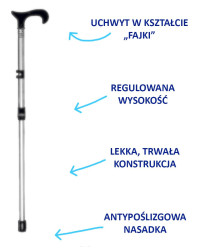 Laska do chodzenia "fajka" 12/MR.F  Mikirad