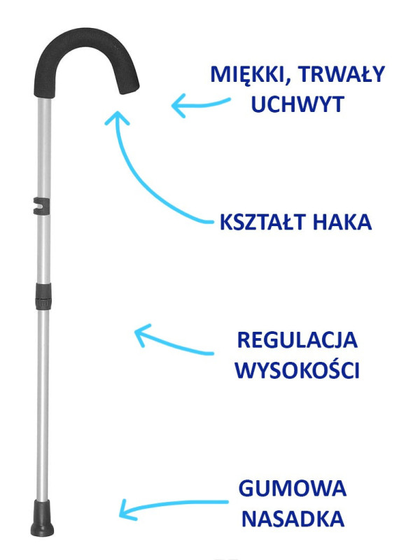 Laska do chodzenia z miękkim uchwytem "hak" 12/MR.H Mikirad