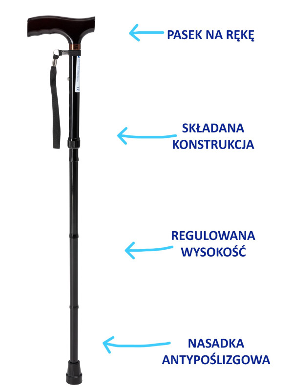 Laska inwalidzka aluminiowa, składana model JMC-C 2052 Timago