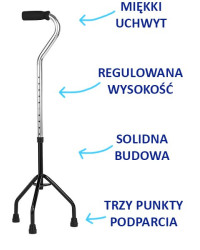 Czwórnóg z uchwytem laski uniwersalnej 16/MR.LU Mikirad