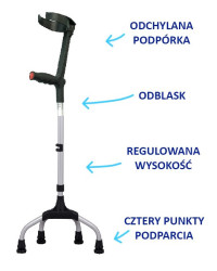 Czwórnóg z uchwytem kuli rehabilitacyjnej 16/MR.KŁ.05 Mikirad