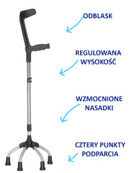 Czwórnóg z uchwytem kuli ortopedycznej 16/MR.KŁ.04 Mikirad