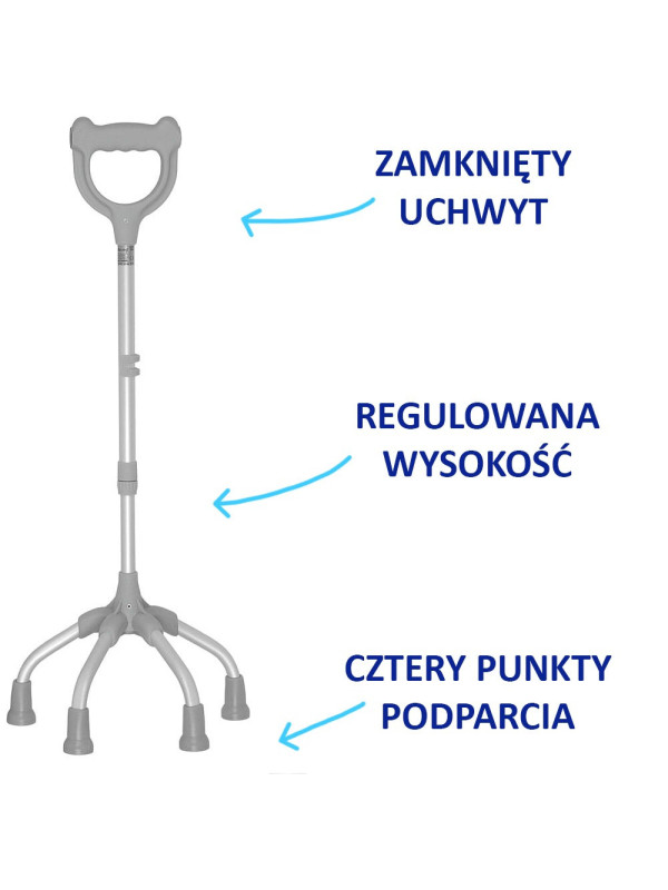 Czwórnóg z uchwytem laski do chodzenia 16/MR.L Mikirad