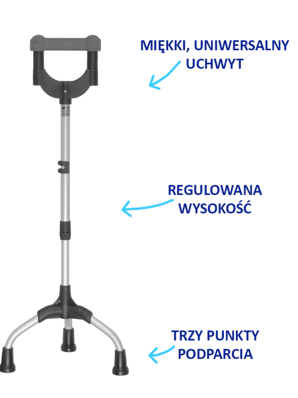 Trójnóg rehabilitacyjny do chodzenia z miękkim zamkniętym uchwytem 15/MR.L"M" Mikirad