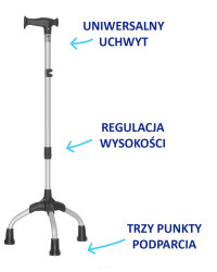 Trójnóg z uchwytem laski inwalidzkiej uniwersalnej 15/MR.LU Mikirad