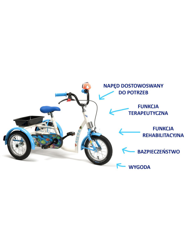 Rower rehabilitacyjny trójkołowy AQUA Vermeiren dla dziewczynek w wieku 3-7 lat