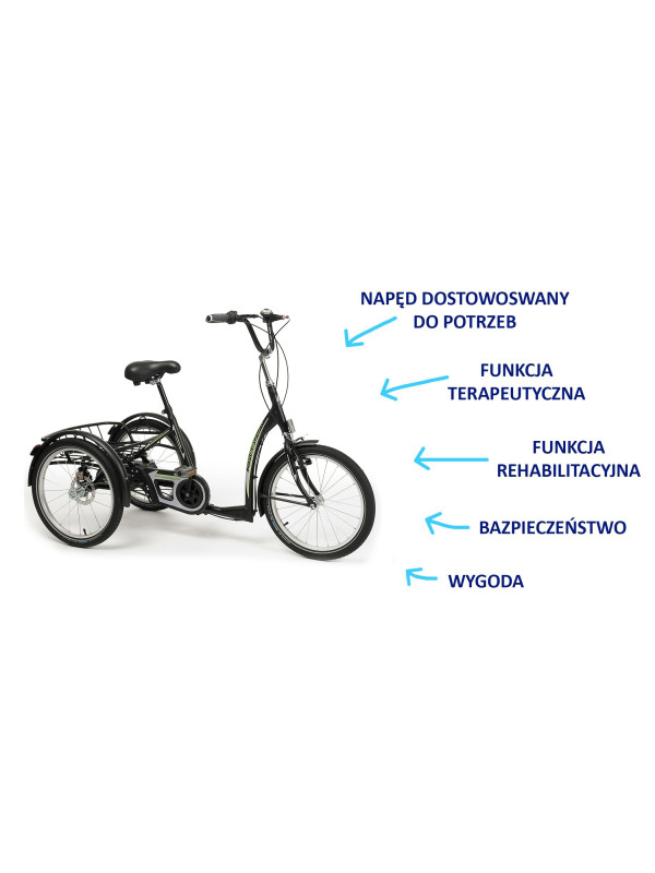 Rower rehabilitacyjny trójkołowy FREEDOM dla młodzieży i dorosłych 14+ – idealny do rehabilitacji i aktywności fizycznej