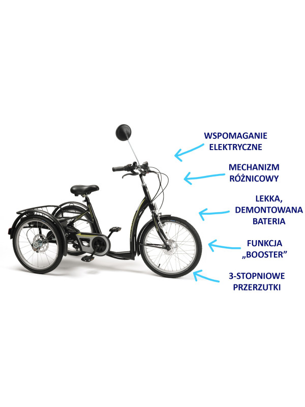 FREEDOM-E Elektryczny Rower Rehabilitacyjny Trójkołowy dla Młodzieży i Dorosłych Vermeiren