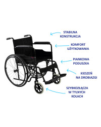 Składany wózek inwalidzki stalowy Cruiser 1 Reha Fund
