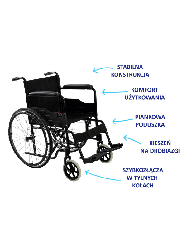 Składany wózek inwalidzki stalowy Cruiser 1 Reha Fund