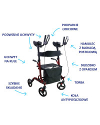 Podpórka rehabilitacyjna 4-kołowa, balkonik  z podparciem łokci SUPPORT AR-028 Armedical