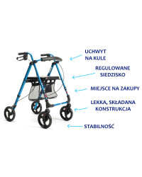 Komfortowy balkonik Eco-Plus Vermeiren z regulowanym siedziskiem