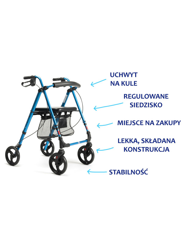 Komfortowy balkonik Eco-Plus Vermeiren z regulowanym siedziskiem