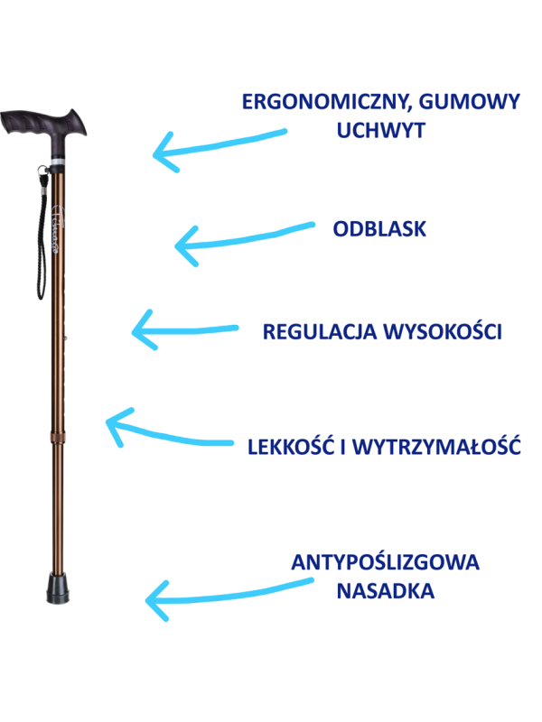 Regulowana laska inwalidzka aluminiowa– ELEGANT Timago