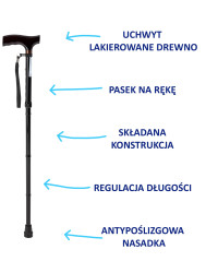 Laska inwalidzka aluminiowa, składana JMC-C 2052 Timago