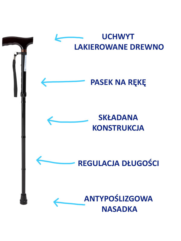 Laska inwalidzka aluminiowa, składana JMC-C 2052 Timago