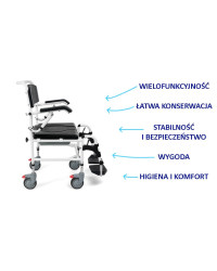 MASTER-TIM – Wózek prysznicowo-toaletowy 3w1 do transportu osób niepełnosprawnych Timago