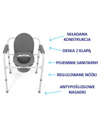 Składane krzesło toaletowe z szybkozłączkami TGR-R KT 618 Timago, idealne do małych przestrzeni