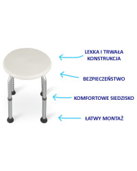Taboret prysznicowy okrągły TGR-R KP-O 3432 Timago – Komfort i bezpieczeństwo w codziennej higienie