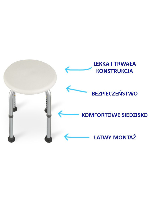 Taboret prysznicowy okrągły TGR-R KP-O 3432 Timago – Komfort i bezpieczeństwo w codziennej higienie