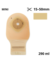 825-15 Jednoczęściowy worek stomijny Dansac Nova1 FoldUp, beżowy, z filtrem węglowym, 15–50 mm, 290 ml