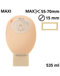 3017-15 Worek stomijny otwarty Dansac NovaLife TRE™ z okienkiem, płytka płaska 55x70 mm, beżowy