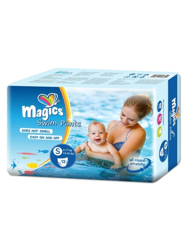 Pieluchy kąpielowe dla niemowląt do pływania 6–11 kg MAGICS Swimpants S
